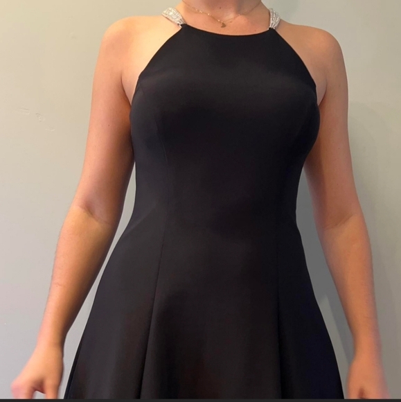 Betsy Adam Black Dress with Reistone Straps. Mini. Size 12. H8 - Picture 12 of 14